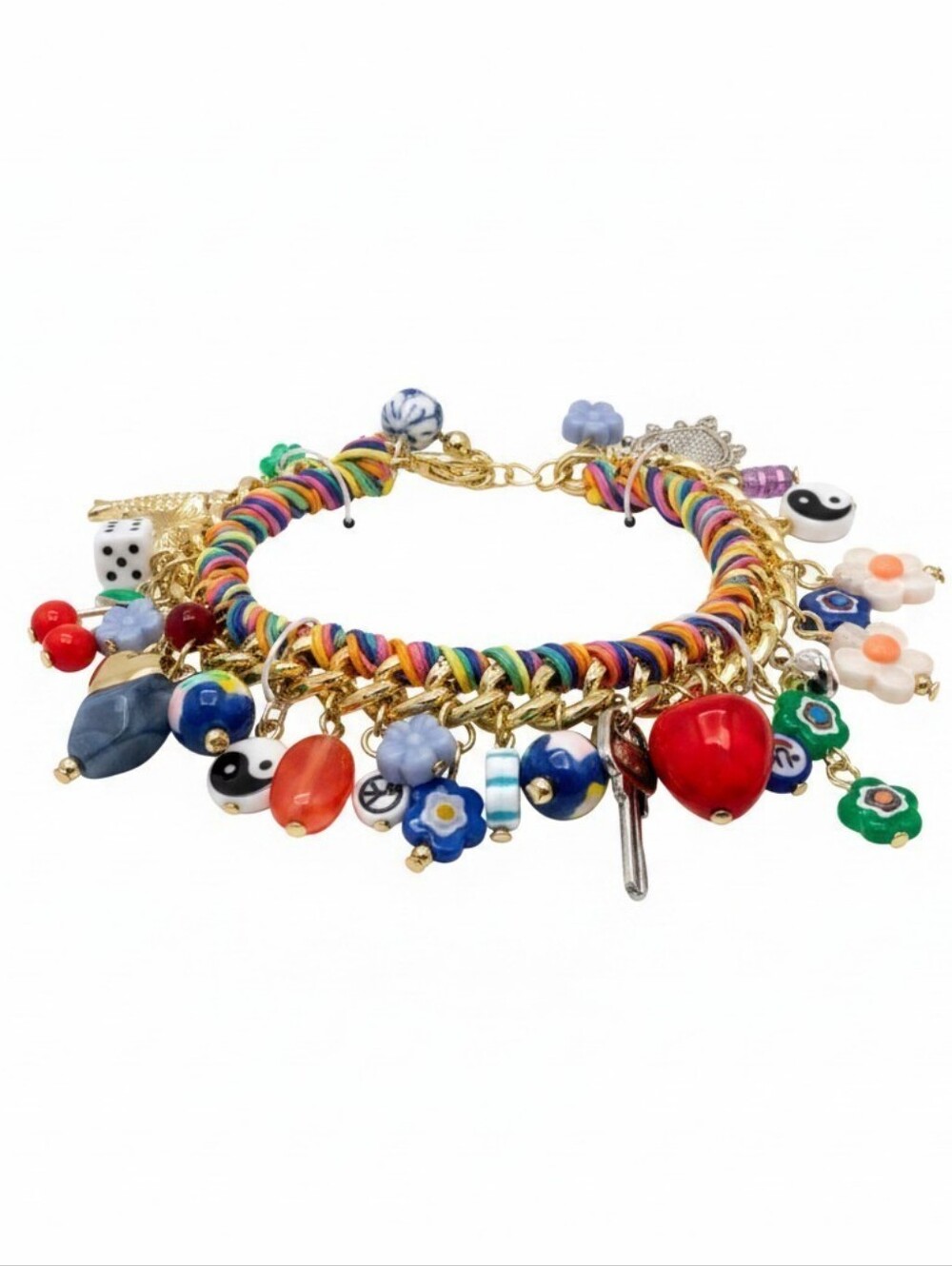 ❤️▪️ATTERRI▪️ Beautiful Multicolor Ceramic & Cubic Zirconia 8" Bracelet